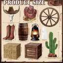 Colingmill 16 Pcs Western Cowboy Party Decorations 6 Hay Bales Boxes Wooden Print Boxes Wagon Wheels and Western Cowboy Centerpieces Decor for Photo Booth Props Farm Cowgirl Birthday Party