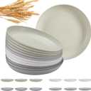 12 Pcs Unbreakable Deep Dinner Plates Set, 10 inch Reusable Plastic Wheat Straw Plates, Microwave and Dishwasher Safe Plate for Kitchen, Lightweight Plate for Dessert, BPA Free, 4 Colors (4-Gray Multicolor)