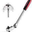 Dual 3/8 and 1/4 Drive Flex Head Ratchet, 72-Tooth 3/8 Ratchet Wrench with Quick-release and Reversible Switch (3/8 and 1/4 Flex-Head)