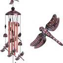 Dragonfly Wind Chimes Outdoor Decor - With 4 Tubes 6 Bells 7 Dragonflies 36" Waterproof Mobile Romantic Wind Catcher Dragonfly Windchimes for Home, Xmas Mom Gifts, Festival, Balcony, Garden Decoration