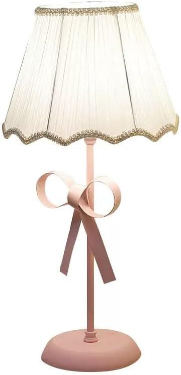 Nordic White Table Lamp for Girl Bedroom Single Cute Bow Pink Table Lamp with Fabric Shade Decorative Modern Bedside Night Light Coastal Nightstand Desk Lighting for Kids Bedroom Reading