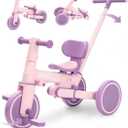 Bobike 5in1 Tricycle for Toddlers 18 Months to 5 Years Old, Toddler Bike, Kids Tricycle with Push Handle and Backrest, Toddler Balance Bike with Easy Assembly for Boys and Girls. (Purple)