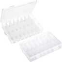 2 Pack 24 Grids Plastic Storage Box Clear Organizing Containers with Adjustable Dividers for Beads, Crafts, Art DIY, Jewelry, Screws, Pins, Thread, Fishing Gear, Small Items