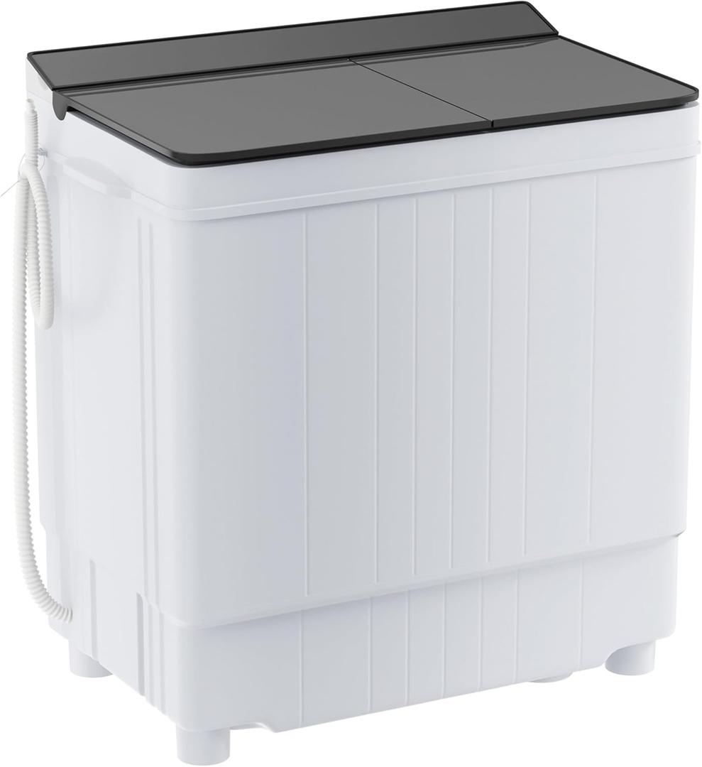 Elevon Portable, 17.6lbs Mini Compact Laundry, Twin Tub 11lbs 6.6lbs Spinner, Clothes Washer Washing Machine, Drain Pump for Apartment, Dormitory and RVs