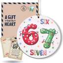 3 x 67 Funny Christmas Ornament  67 Meme Six Seven Teen Slang Ornament, Double-Sided Wood UV Print 10cm Round Xmas Tree Decor, Viral Meme Gift for Teen Boys Girls Gen Z