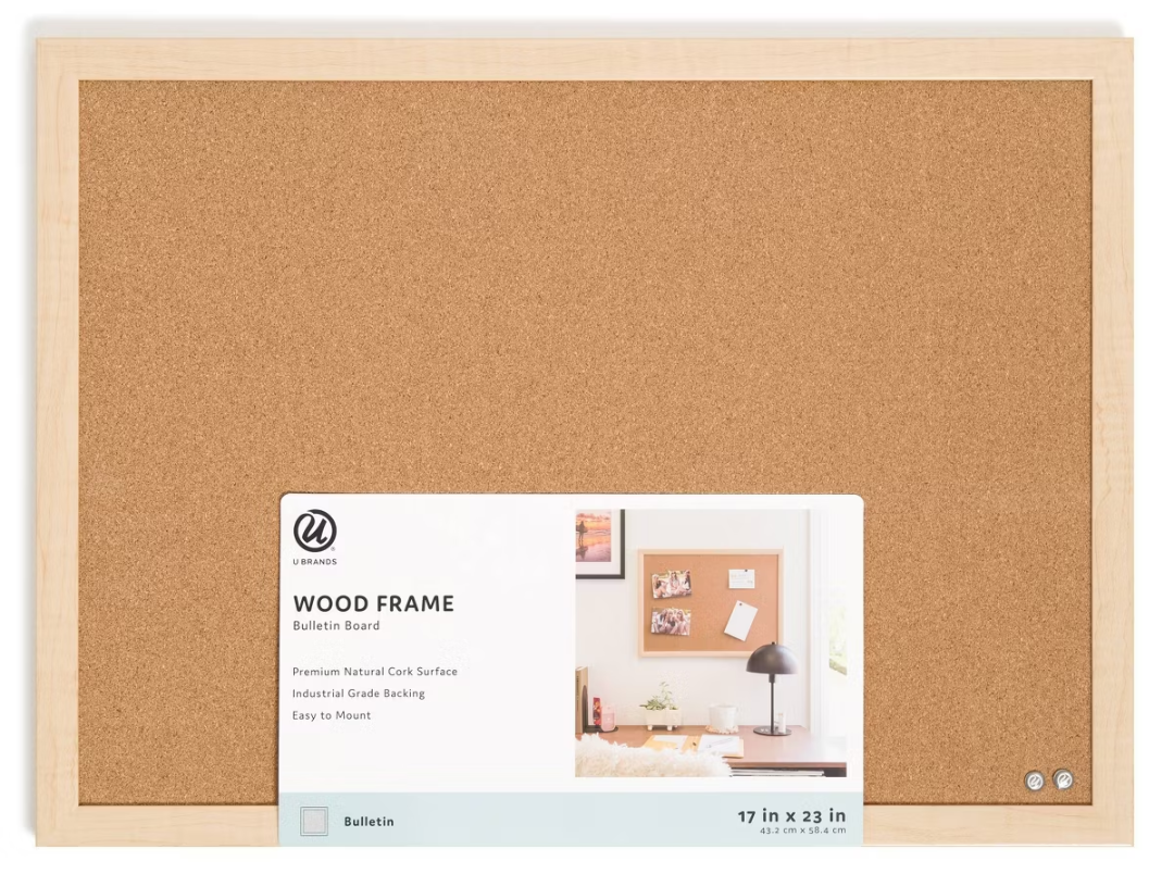 Brands 23"x17" Cork Bulletin Board with Wood Frame