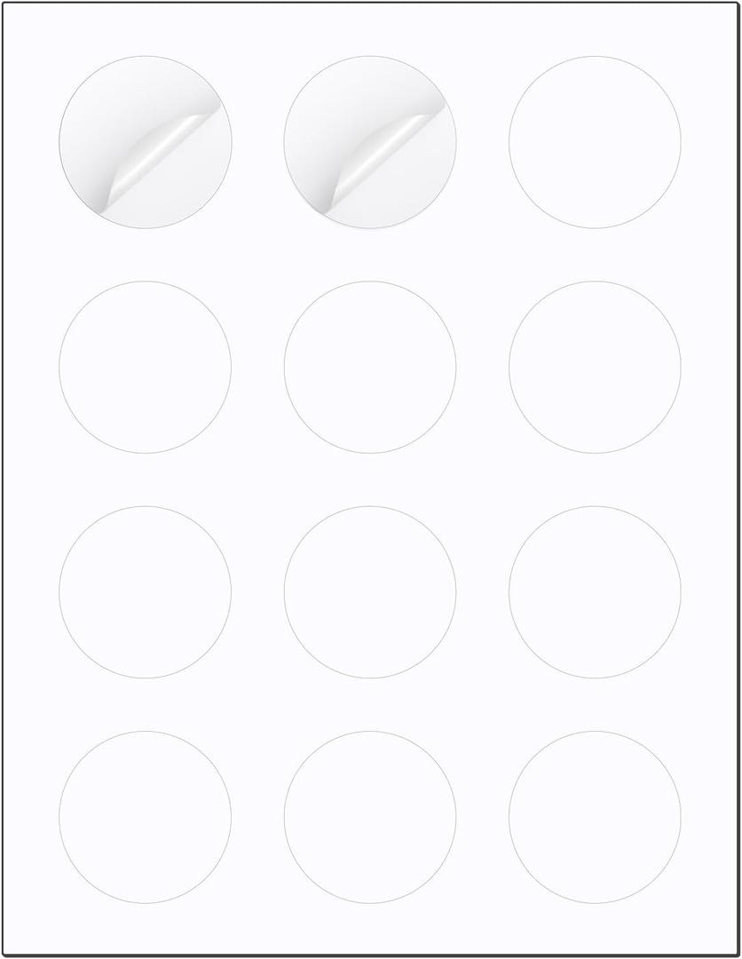 Methdic 2" Diameter High Visibility Printable Round LabelsMatte White360 Customizable Blank Stickers