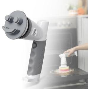 LANMU Electric Wand Compatible with Scrub Daddy/Mommy Sponges, Smiley Face Sponge Handle for Cleaning Oven, Stove, Sink, with 5 Replacement Brush Heads