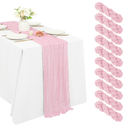 10 Pack Cheesecloth Table Runner 45cm x 275cm Long Boho Gauze Table Runners Semi Sheer Table Runner for Wedding Decor, Baby Shower, Birthday Party, Banquet (Light Pink)