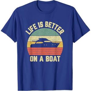 Funny Boating Shirt Retro Gift Life Better On a Boat Captain T-Shirt, Size XL