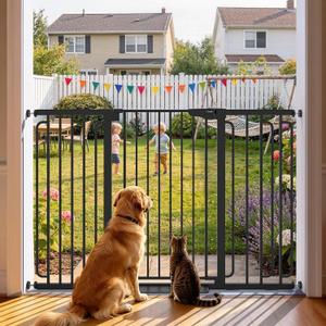 Cumbor 36" Extra Tall Baby Gate for Stairs, 30.4-56.8" Extra Wide Dog Gate Indoor, Dual Lock & Self-Closing Child Gate for Doorways, Hallways & Large Opening, Safety Baby Proofing for the House, Black