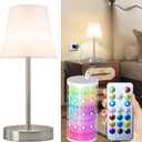 1 Pack Cordless Table Lamp Rechargeable, 10000 mAh Portable LED Battery Operated Lamp with Remote Control, 10 Colors Dimmable Touch Desk Light with Timer for Bedside Night Light Outdoor Patio Camping