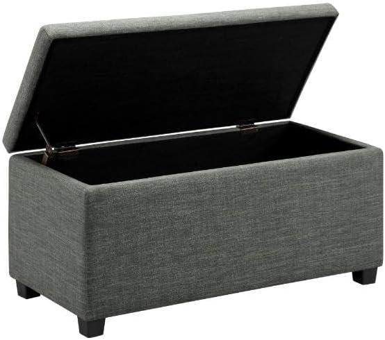 Amazon Basics Upholstered Storage Rectangular Ottoman and Entryway Bench, Polyester, Charcoal Gray, 90.17 cm (W) × 41.91 cm (D) × 43.18 cm (H)