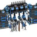 CCCEI Blue Power Tool Organizer Wall Mount, Large Tools and Battery Storage Rack Charging Station Individual Switches. Drills Holder, Garage Utility Shelves with 6FT Power Strip. Gift for Men.