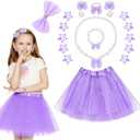 16 Pieces Tutu Dress Up Set for Girls 3-8 Years, Princess Costume with Hair Accessories Set (Purple)