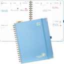 POPRUN Academic Planner 2025-2026 (July 2025-June 2026), Daily Weekly and Monthly Appointment Book (Wirebound Hard Cover - 10'' x 8'') with Hourly Time Slots, Tabs, 100 GSM - Haze Blue