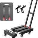 Folding Hand Truck, 500 LBS Heavy Duty Foldable Dolly Cart with Wheels, Telescoping Handle & 2 Elastic Ropes, Portable Luggage Cart for Moving, Travel, Home, Black Red