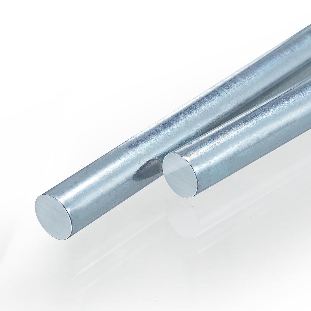 Hicarer 2 Pcs 3/4" x 36" Galvanized Steel Round Bar Smooth Rod Zinc Plated Steel Rods Zinc Bar Metal Axle Shaft for Hand Trucks Dollies Wagons Carts