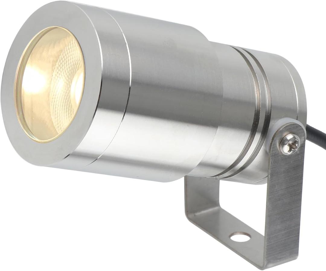 LED Underwater Spotlights- Surface Mounted, 5W 12V-24V DC, Anti-Glare Pool Lights, IP68 Waterproof, Lamp for Pools Ponds Fountains Waterfall (Warm White-3000K)