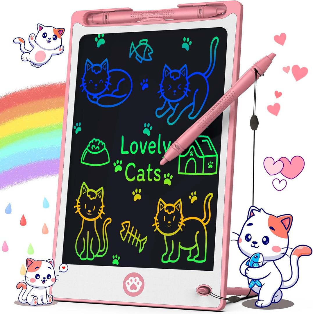 Hockvill LCD Writing Tablet for Kids 8.8 Inch, Toys for Girls Boys Drawing Pad for 3 4 5 6 7 Year Old Kids Toys, Children Christmas Birthday Gift for Kids Toddler Doodle Board Travel Essentials (Pink)