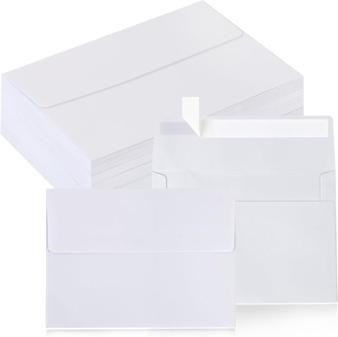 HappyHapi 100 Pack 4x6 White Envelopes - Self Seal for Invitations, Weddings, Photos, Greeting Cards, Mailing (A6)