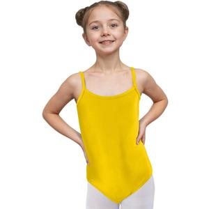 Wildarms Girls Sleeveless Ballet Leotard for Dance and Gymnastics, Camisole Style Dance Wear with Soft Fabric (Yellow, 1-3T)