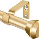 Gold Curtain Rod 32 to 58 Inch, HOTOZON 3/4 Inch Heavy Duty Curtain Rods for Windows, Decorative Single Drapery Rod with Diamond Finials (32-58")