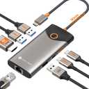 NOVOO USB C Hub Ethernet 4K@60 USB C HDMI Adapter Multiport Type C Adapter, 100W PD, 5Gbps USB-A/C Data Ports Docking Station Compatible for MacBook/iPhone/Dell/HP/Surface