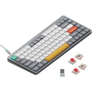 nuphy Air75 V2 Portable 75% Mechanical Keyboard, Wireless Keyboard, Supports Bluetooth/2.4G/USB-C RGB Gaming Keyboards, Compatible with Windows/Mac OS/Linux Systems Grey-Gateron Red Switch
