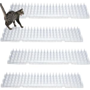 Nuanchu 12 Pieces Cat Deterrent Mat Cat Repellent Mat with Spikes Keep Dogs Off Counter Anti Pet for Outdoor Indoor Plants Garden Sofa Window (16.5 x 3.3 Inch,Clear)