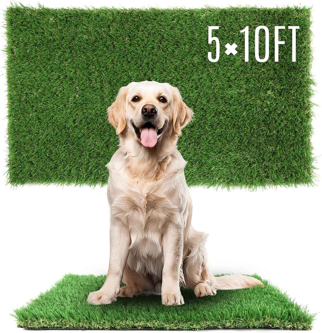 1.38" Artificial Grass Turf 5 x 10 FT, Dog Grass Pads Indoor Outdoor Garden Lawn Landscape Patio Turf Mat Thick Fake Faux Grass Rug Dog Pets Mat for Puppy Potty Training