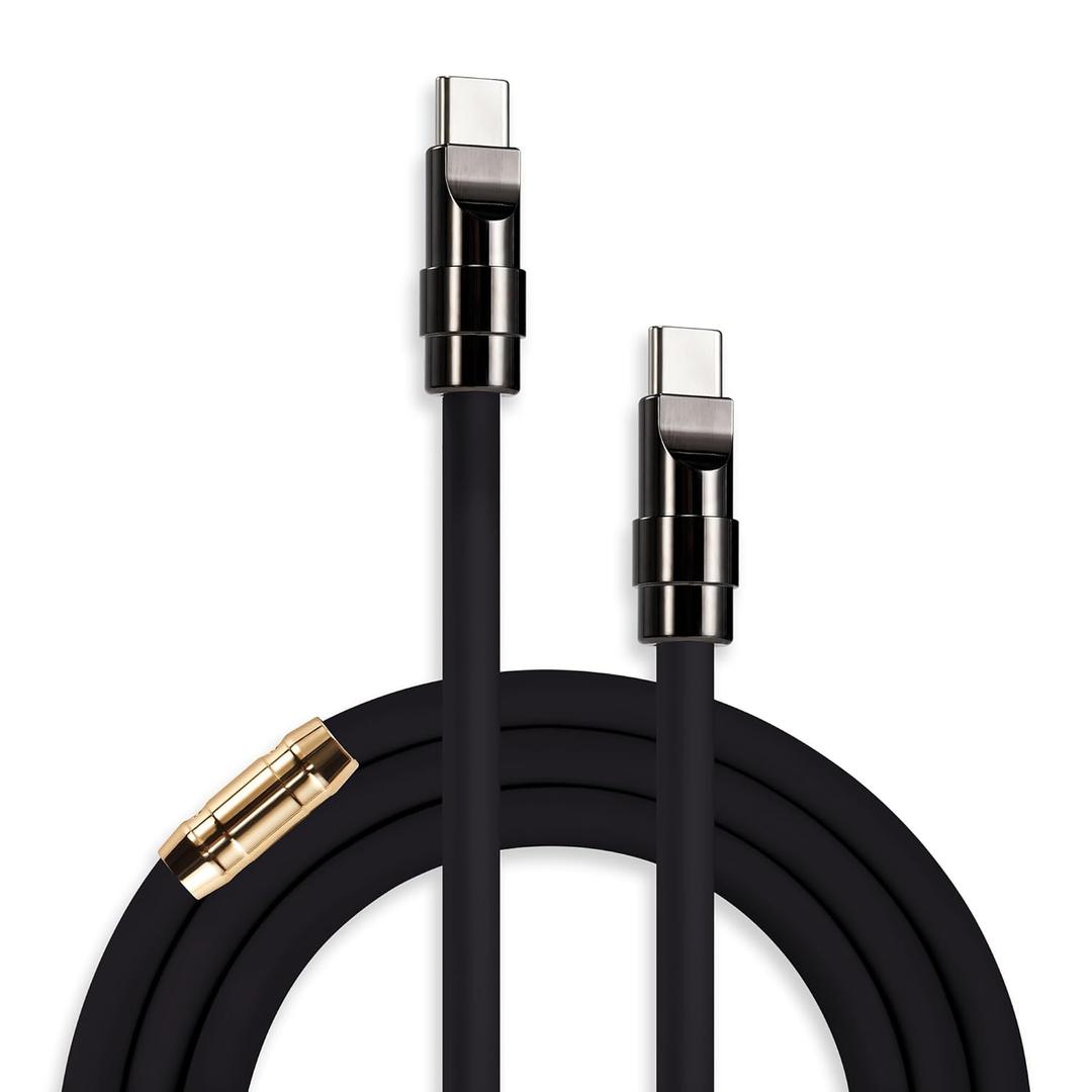 chubbycable Black Chubby - Black Samurai Edition 240W USB C Cable Fast Charging Cable Durable Silicone Charger Cord Compatible with iPhone 17-15 Series iPad MacBook Airpods, Type C to Type C, 6.6FT