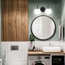 Mid Century Modern Vanity Lights for Bathroom, Black Metal Frame and Milk White Frosted Glass Globe, 2 Lights, Wall Sconce, 7.09"L x 7.09"W x 14.17"H
