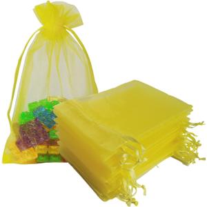 Organza Gift Bags 100 Count Drawstring 4x6 inch Yellow for Baby Shower,Girl Birthday,Party Favors,Wedding,Bridal Shower,Beach,Teacher Gift,Bulk Sheer Fabric Mesh Treat Sachet for Jewelry,Candy