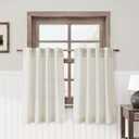 Nanspring Linen Cafe Curtains 30 Inch Length Light Filtering Semi Sheer Mini Curtains for Small Window Basement Bathroom Natural Back Tab Rod Pocket Pleated Short Sheer Kitchen Curtain 30x30 Cream