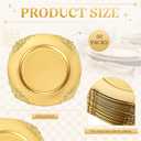 Dandat 50 Pack Gold Charger Plates Plastic 13 inch Round Dinner Plate with Beaded Rim Reusable Charger Service Plates Reliable Chargers for Wedding Party Dinner Table Decoration