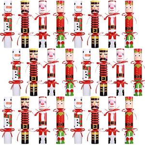 Cholemy 24 Packs Christmas No Snap Party Table Favors Christmas Crackers Christmas Holiday Table Favors Xmas Crackers DIY Christmas Table Favors Set for Kids Adults No Snap Party Supplies