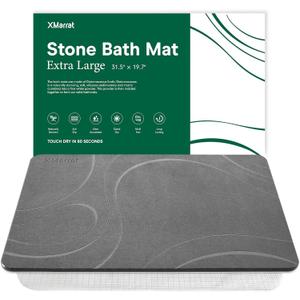 XMarrat Large Stone Bath Mat, Super Absorbent Diatomaceous Earth Bath Mat Large, Quick Drying Non-Slip Diatomite Stone Bath Mats for Bathroom, Easy to Clean (Dark Grey, Extra Large 31.5" x 19.7")