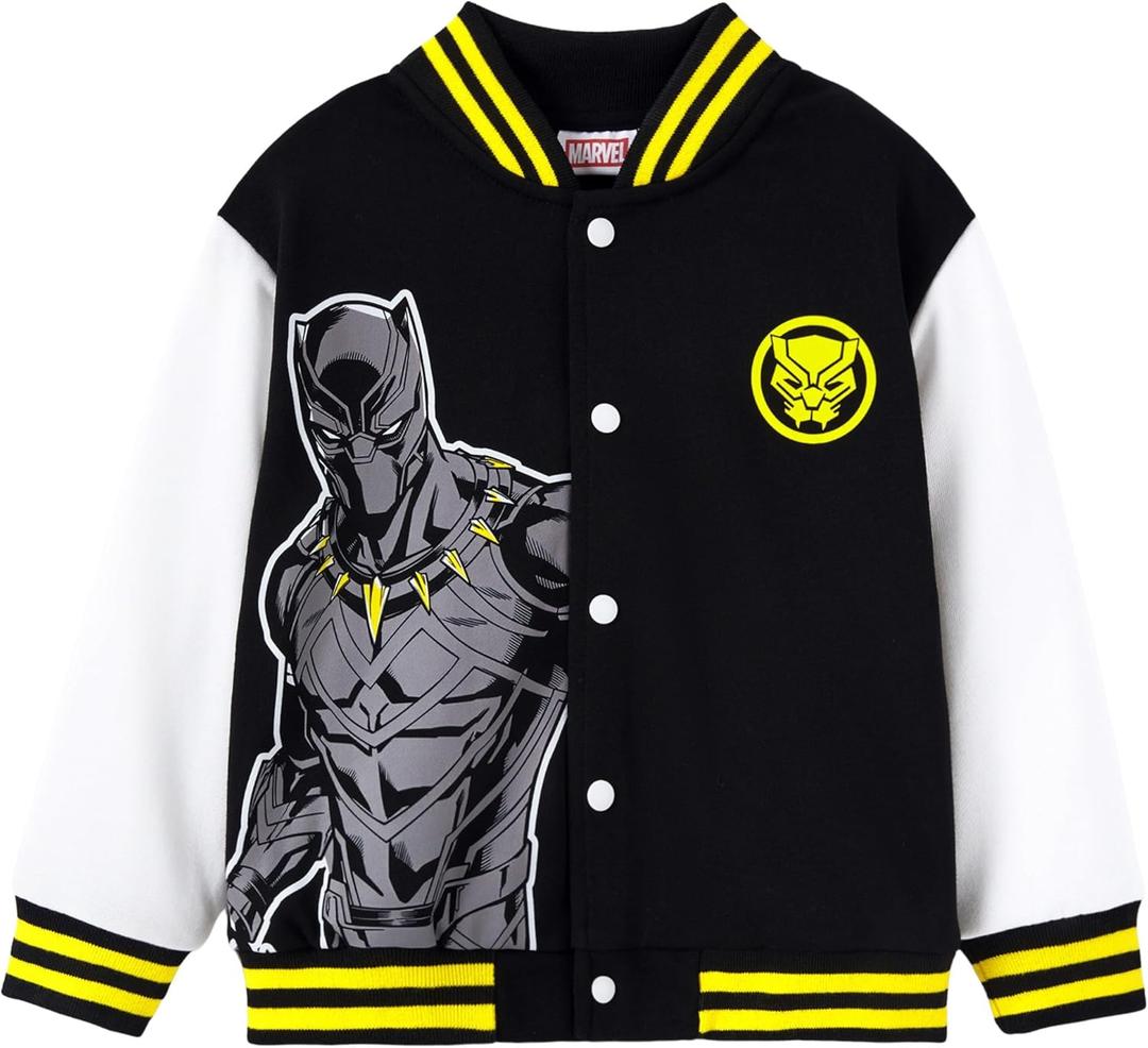 Disney Marvel Spider Man Bomber Jacket Toy Story Cars Mcqueen Varsity Cardigan Lightweight Coat Snap Button Sweatshirts 2-13Y (Black)