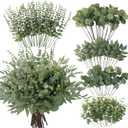 lovemoon 260 Pcs Artificial Mixed Eucalyptus Stems Bulk, 5 Kinds of Faux Greenery Eucalyptus Leaves Bulk for Vase Wedding DIY Bouquets Floral Arrangement Home Decor (260, Green)