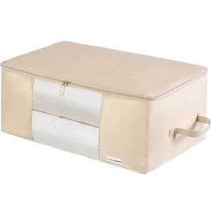 Comforter Storage Bag - Folding Organizer bag for King/ Queen Comforters, Pillows, Blankets, Bedding/ Quilt, Blanket, Duvet, Mothproof Space Saver; Large Collapsible Organizers, 24"x14"x11"