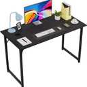 FDW 47 inches Computer Desk/Home Office Desk/Writing Study Table/Modern Simple Style PC Desk with Metal Frame,Black