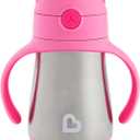 Munchkin Cool Cat Sippy Cup for Toddlers, Stainless Steel Straw Cup, 8 Ounce, Pink