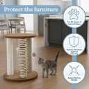 Cat Scratching Post - 3 Scratcher Posts with Carpeted Base Play Area and Perch - Furniture Scratching Deterrent for Indoor Cats by PETMAKER (Brown), Large