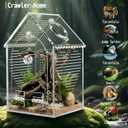 Jumping Spider Enclosure (5" *5" *8") Warp-Proof Seamless Acrylic Tarantula Terrarium with Magnetic Door & Feeding Hatch for Praying Mantis,Snail,Hermit Crabs,Reptile(Includes Decorative Accents)
