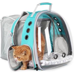 Lollimeow Cat Carrier Backpack, Expandable Bubble Pet Carrier for Cats and Small Dogs, Airline Approved Travel Backpack for Hiking, Walking & Outdoor Adventures - Supports up to 14 lbs