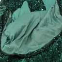 Spaghetti Strap Sequin Prom Dresses with Slit 2025 Sparkly Lace Appliques Mermaid Formal Evening Gown for Women (Size 4, Emerald Green)