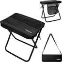 16" Extra Tall Portable Folding Stool for Adults, XL Collapsible Camping Stool with 3 Storage Pockets, Heavy Duty Compact Seat for Fishing, Hiking, Gardening