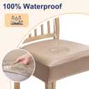 Smiry Waterproof Pu Leather Seat Covers for Dining Room Chairs Set of 6, Stretch Fit Removable Washable Kitchen Chair Seat Slipcovers Protector, No Rear Covers, Khaki