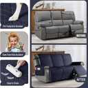 TAOCOCO 100% Waterproof Recliner Cover, Non-Slip Washable Reclining Couch Cover with Elastic Leg Straps, Furniture Protector for Dogs (Dark Blue, 3 Seater)